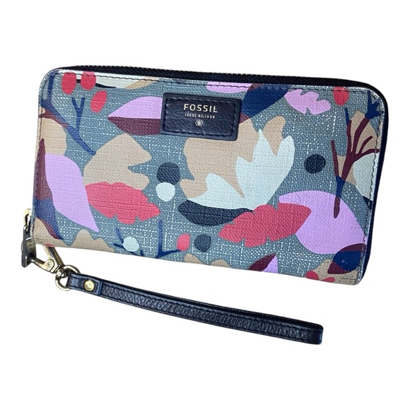 Fossil Handbags - Fossil Pink and Blue Floral Wallet